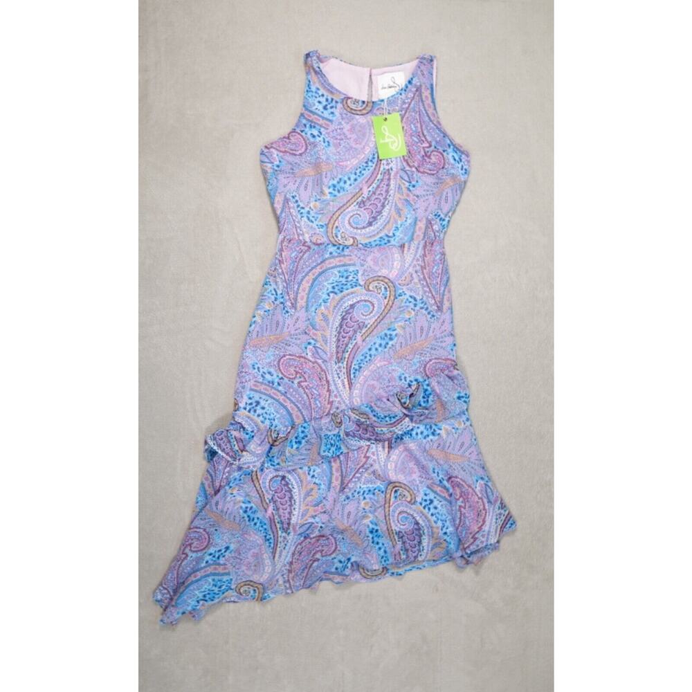 Sam Edelman Womens Blue Purple Sleeveless Ruffle Maxi Long Dress Size 2